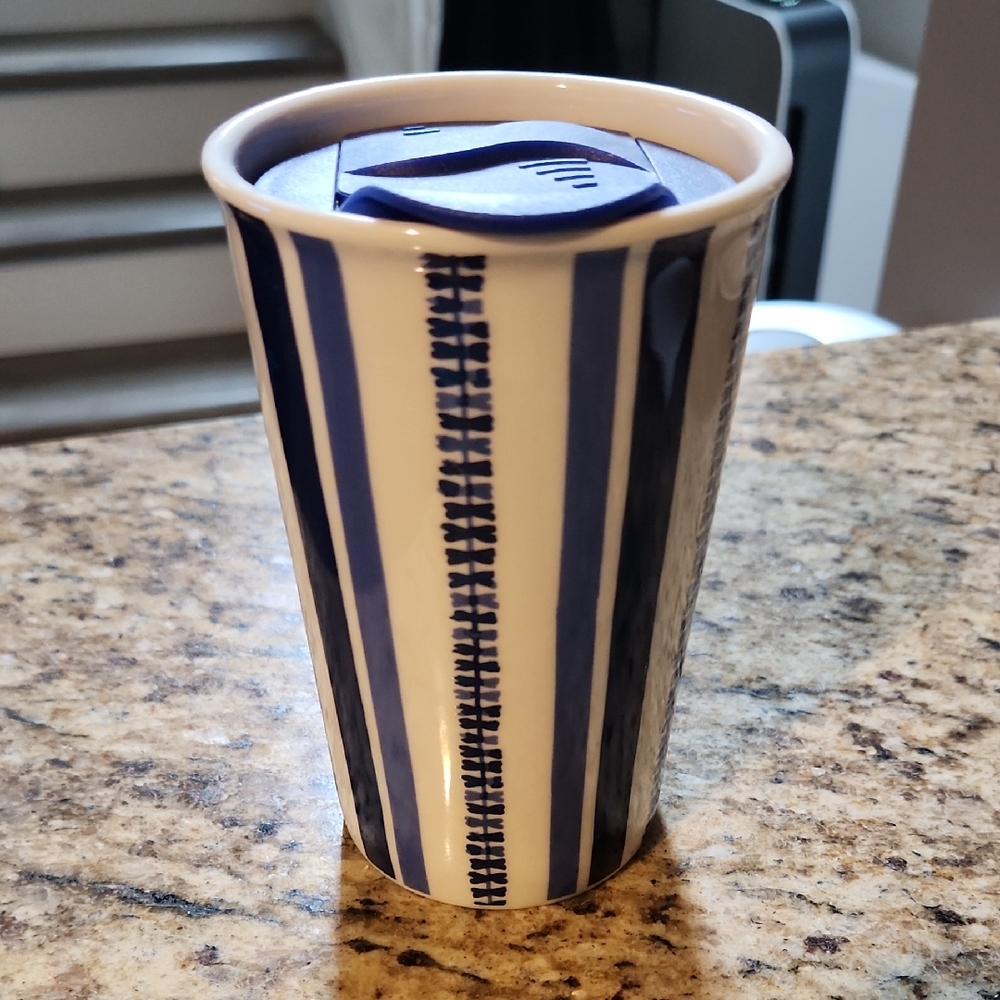 Threshold Blue and White Striped Mug